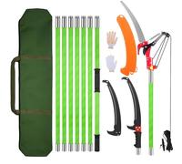 Nexalite Taglio ramo, telescopico, 8 m, sega telescopica Elaguer 2 in 1,7, manico telescopico, 2 lame per sega | borsa per il trasporto, sega per potatura palme arbusti (verde)