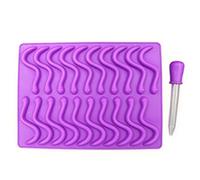 NEXAVKPR 20 cavità in silicone a forma di lombrichi, viola | Stampi per cioccolato, in silicone, accessori da forno, gadget per decorare torte, gommosi, con contagocce