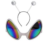 NEXAVKPR Cerchietto e occhiali alieni, cerchietti | Occhiali da sole con lenti arcobaleno, fasce per capelli marziani, accessori per costume alieno per adulti e bambini