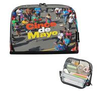 Nexawaveo Astuccio grande capiente, 21,1 x 15 cm, motivo: Cinco De Mayo Parade on Street, per scuola, ufficio, viaggi