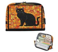 Nexawaveo Astuccio portapenne di grande capacità, 21,1 x 15 cm, con gatto nero e arancione, per scuola, ufficio, viaggi
