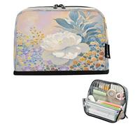 Nexawaveo Astuccio portapenne di grande capacità, 21,1 x 15 cm, con scena classica, blu, per scuola, ufficio, viaggi, Dreamy Floral Pastello, Cartoni