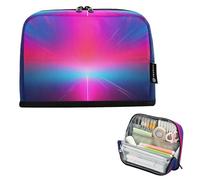 Nexawaveo Astuccio portapenne di grande capacità, 21,1 x 15 cm, con sfondo astratto fluo, per scuola, ufficio, viaggi