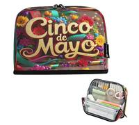 Nexawaveo Astuccio portapenne di grande capacità, 21,1 x 15 cm, con testo Cinco De Mayo, per scuola, ufficio, viaggi