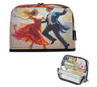 Nexawaveo Astuccio portapenne di grande capacità, 21,1 x 15 cm, motivo: ballerini impressionisti, colore giallo, per scuola, ufficio, viaggi