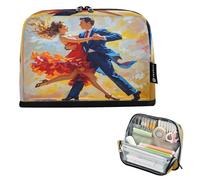 Nexawaveo Astuccio portapenne di grande capacità, 21,1 x 15 cm, motivo: ballerini impressionisti, colore arancione, per scuola, ufficio, viaggi