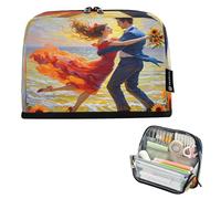 Nexawaveo Astuccio portapenne di grande capacità, 21,1 x 15 cm, motivo: ballerini impressionisti, da spiaggia, per scuola, ufficio, viaggi
