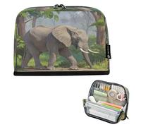 Nexawaveo Astuccio portapenne di grande capacità, 21,1 x 15 cm, motivo: elefante nella giungla, per scuola, ufficio, viaggi