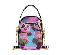 Nexawaveo Borsa a tracolla da donna, trapuntata, a tracolla, per telefono, con catena, Panda carino ballando sul palco