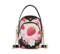 Nexawaveo Borsa a tracolla piccola da donna trapuntata con catena, Cuore Floreale Fragola