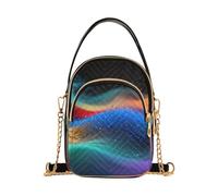 Nexawaveo Borsa a tracolla piccola da donna trapuntata con catena, Particelle Onde al Neon