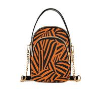 Nexawaveo Borsa a tracolla trapuntata colorata piccola borsa a tracolla borsa da donna borsa per telefono con catena, Astratto Arancione Strisce Nere