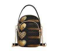 Nexawaveo Borsa a tracolla trapuntata piccola borsa a tracolla borsa da donna borsa per telefono con catena, Quattro cuori Golddark