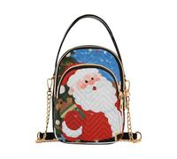 Nexawaveo Borsa a tracolla trapuntata piccola borsa a tracolla borsa da donna borsa per telefono con catena, Fantasy Santa Saluto