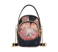 Nexawaveo Borsa a tracolla trapuntata piccola borsa a tracolla borsa da donna borsa per telefono con catena, San Valentino Cuore Allegro