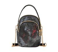 Nexawaveo Borsa a tracolla trapuntata piccola borsa a tracolla borsa da donna borsa per telefono con catena, Lupo dagli occhi rossi