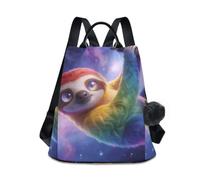 Nexawaveo Borsa da viaggio antifurto da donna alla moda, Bradipo arcobaleno cosmico, Medium, Zaino da viaggio antifurto