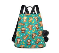 Nexawaveo Borsa da viaggio antifurto da donna alla moda, Cartone animato Monkey Banana Stars, Medium, Zaino da viaggio antifurto
