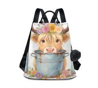Nexawaveo Borsa da viaggio antifurto da donna, Mucca delle Highland nel secchio, Medium