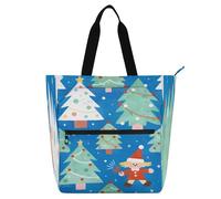 Nexawaveo Borsa impermeabile per pianoforte per lezioni Acquerello albero Natale blu Music Tote con tasche con cerniera per spartiti e libri