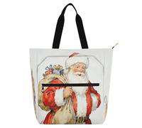 Nexawaveo Borsa impermeabile per pianoforte per lezioni Acquerello Natale giallo Music Tote con tasche con cerniera per spartiti e libri, Regalo bianco Babbo Natale, Taglia unica