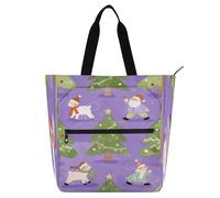 Nexawaveo Borsa impermeabile per pianoforte per lezioni Acquerello Natale viola Music Tote con tasche con cerniera per spartiti e libri