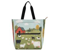 Nexawaveo Borsa impermeabile per pianoforte per lezioni di animali dei cartoni animati in fattoria borsa con tasche con cerniera per spartiti e libri