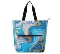 Nexawaveo Borsa impermeabile per pianoforte per lezioni di animali in treno di mare borsa con tasche con cerniera per spartiti e libri, Motivo marmo blu oro, Taglia unica