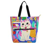 Nexawaveo Borsa impermeabile per pianoforte per lezioni di cartoni animati unicorni ciambelle borsa musicale con tasche con cerniera per spartiti e libri, Disegno di gatto colorato, Taglia unica