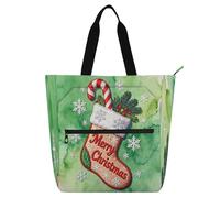 Nexawaveo Borsa impermeabile per pianoforte per lezioni di Natale acquerello verde borsa musicale con tasche con cerniera per spartiti e libri, Verde Acquerello Di Natale, Taglia unica