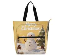 Nexawaveo Borsa impermeabile per pianoforte per lezioni di Natale acquerello verde borsa musicale con tasche con cerniera per spartiti e libri, Natale Pupazzo di neve, Taglia unica