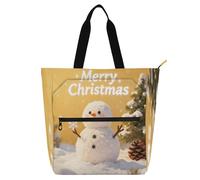 Nexawaveo Borsa impermeabile per pianoforte per lezioni di Natale acquerello verde borsa musicale con tasche con cerniera per spartiti e libri, Simpatico pupazzo di neve di Natale, Taglia unica