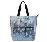 Nexawaveo Borsa impermeabile per pianoforte per lezioni di Natale acquerello verde borsa musicale con tasche con cerniera per spartiti e libri, Fiocchi di neve natalizi, Taglia unica