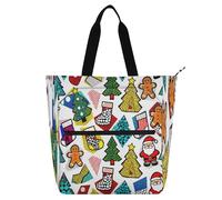 Nexawaveo Borsa impermeabile per pianoforte per lezioni di Natale acquerello verde borsa musicale con tasche con cerniera per spartiti e libri, Simpatici pois natalizi, Taglia unica