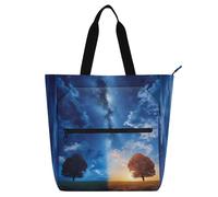 Nexawaveo Borsa impermeabile per pianoforte per lezioni di Pasqua Highland Cow Egg Chick Music Tote con tasche con cerniera per spartiti e libri, Albero Galassia Autunno, Taglia unica