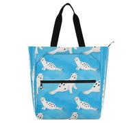 Nexawaveo Borsa impermeabile per pianoforte per lezioni di primavera mucca colorata borsa musicale con tasche con cerniera per spartiti e libri, Sigillo blu acquerello, Taglia unica