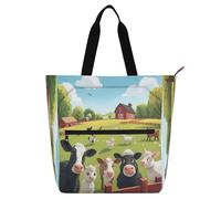 Nexawaveo Borsa impermeabile per pianoforte per lezioni di teste di cane carina borsa musicale con tasche con cerniera per spartiti e libri, Animali della fattoria, Taglia unica