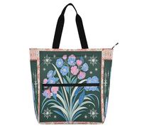 Nexawaveo Borsa impermeabile per pianoforte per lezioni Ditsy floreale bianca con tasche con cerniera per spartiti e libri, Disegno Floreale Verde, Taglia unica