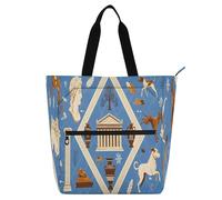 Nexawaveo Borsa impermeabile per pianoforte per lezioni Ditsy floreale bianca con tasche con cerniera per spartiti e libri, Elementi Mitologici Blu, Taglia unica