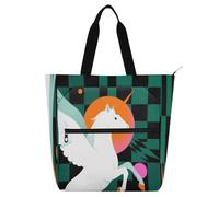 Nexawaveo Borsa impermeabile per pianoforte per lezioni geometrica Pegasus Green Music Tote con tasche con cerniera per spartiti e libri
