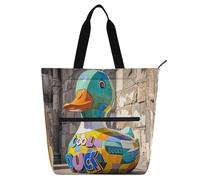 Nexawaveo Borsa impermeabile per pianoforte per lezioni Mosaico Anatra Stone Music Tote con tasche con cerniera per spartiti e libri