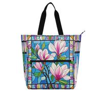 Nexawaveo Borsa impermeabile per pianoforte per lezioni Panoramica Magnolia Blu Music Tote con tasche con cerniera per spartiti e libri