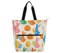 Nexawaveo Borsa multiuso impermeabile con cerniera Bunny Egg Mix 600D Oxford Fabric Shopping Bag