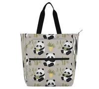 Nexawaveo Borsa multiuso impermeabile con cerniera che legge panda grigio 600D Oxford borsa per la spesa