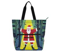 Nexawaveo Borsa multiuso impermeabile con cerniera Claasic Santa Head 600D Oxford Fabric Shopping Bag, Fantasy Santa Luce, Taglia unica