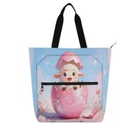 Nexawaveo Borsa multiuso impermeabile con cerniera Cool Bunny Egg 600D Oxford Fabric Shopping Bag, Uovo Glitter Agnello Riccio, Taglia unica