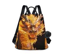 Nexawaveo Dragon and Fire on Dark - Zaino da donna, antifurto, da viaggio, alla moda, per escursionismo e campeggio