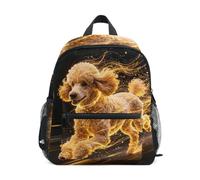 Nexawaveo Gold Dog Art - Zaino per bambini e bambine, per la scuola | Borsa da viaggio per bambini, per asilo e asilo, per bambini dai 3 agli 8 anni
