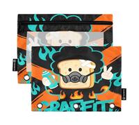 Nexawaveo Graffiti Toast Dark - Set di 2 astucci per raccoglitori a 3 anelli, cerniera liscia con finestra in PVC trasparente, astuccio per articoli scolastici