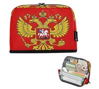 Nexawaveo Grande Capacità Astuccio Organizer 8.3x5.9 "Stemma Della Russia Penna Sacchetto per Scuola Ufficio Viaggio